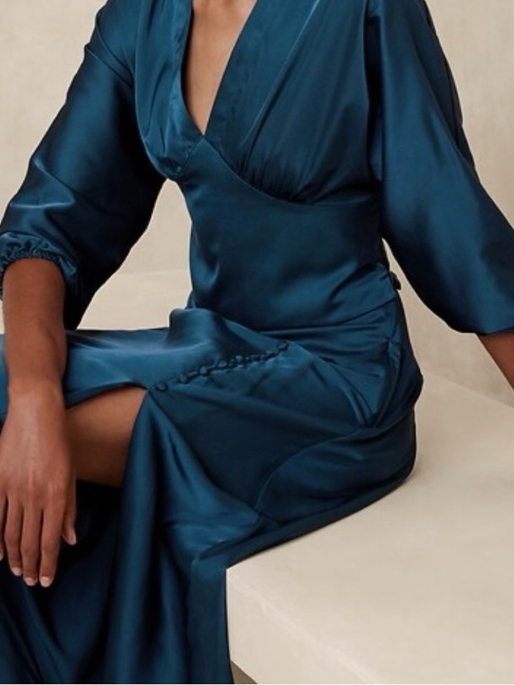 Banana Republic Factory Teal Satin Wrap Dress